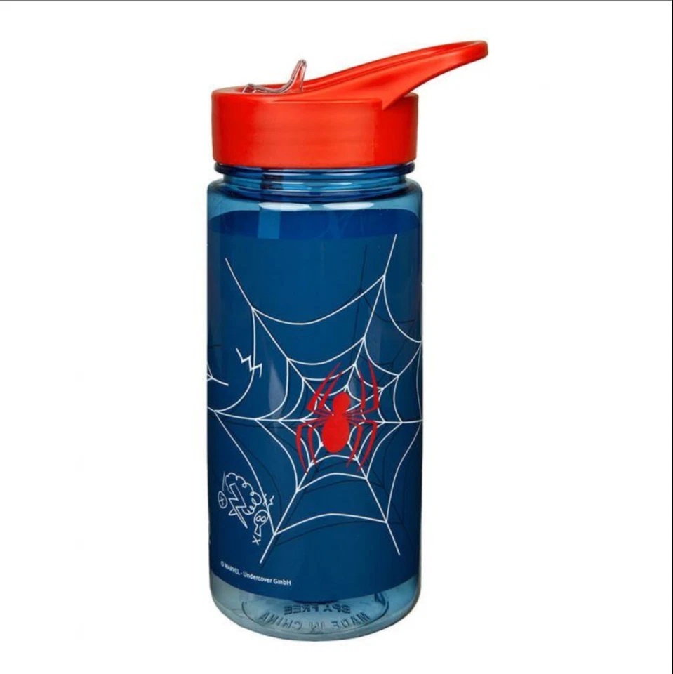 Botella de agua acrílica para niños Disney Spiderman 500 ml con pajita doblada-NUEVA CON ETIQUETAS Foto 2 de 2