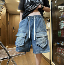 Men Baggy Jeans Shorts Cargo Shorts Hip Hop Demin Shorts Vintage Streetwear Pant