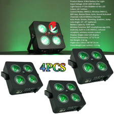 4PCS Battery Par Light Wedding Wireless Uplights 4x18w RGBWAUV 6in1 Dj Par Light