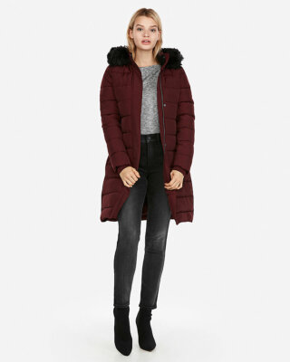 express long belted puffer jacket