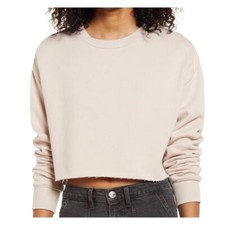Socialite Crop Sweatshirt in Beige/Pink, Size M