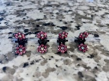 4PC Set Flower Hair Clip, Mini Jaw Clip Made with Swarovski Crystals/Color-Pink