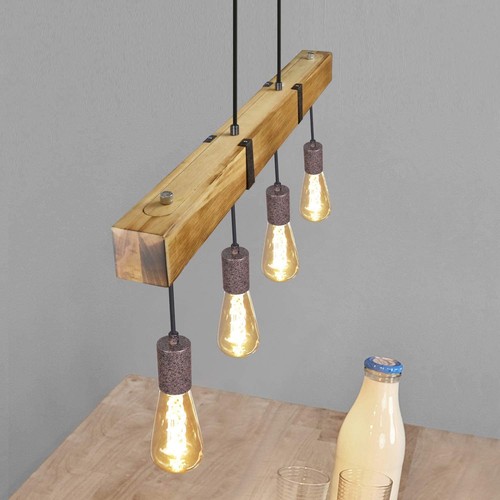 ZMH Vintage Hängelampe Holz Esstisch Pendelleuchte 80CM E27 (ohne Leuchtmittel) - Bild 74 von 80