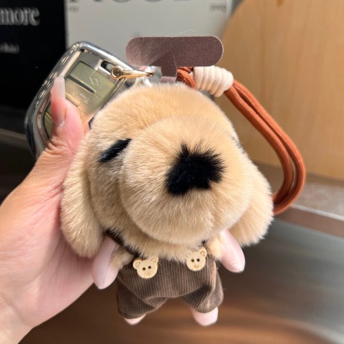 Cute Real Rabbit Fur Dog Puppy Keychain Kids Doll Toys Bag Car Phone Pendant - Picture 8 of 9