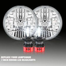 7 Inch Led Glass Headlight Round Classic Look Conversion Chrome Pair