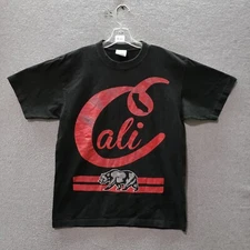 Shaka Wear Men T-Shirt Large Black Cali Bear Graphic California State Crew Neck