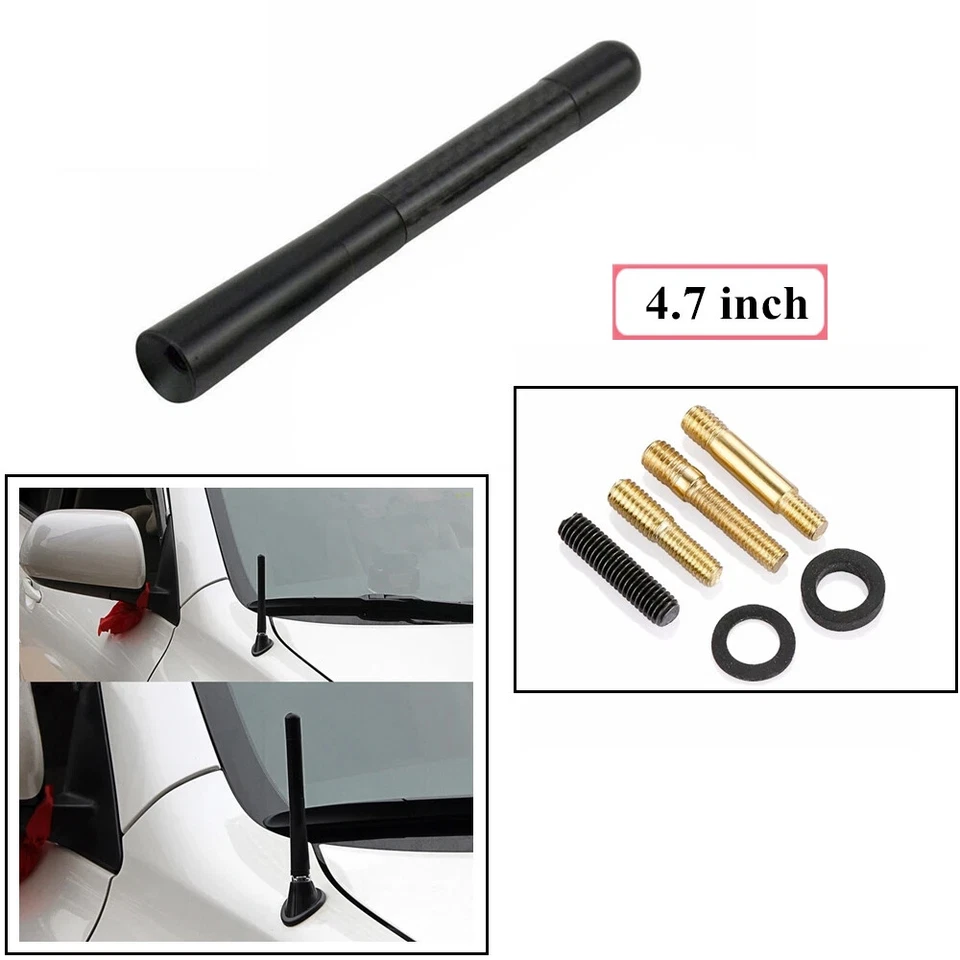 4.7" Carbon Style Short Antenna Radio AM/FM Accessories w/Screws For Ford Fusion - Image 2 of 4