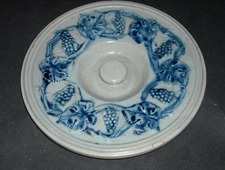 Large 8" Antique Blue & Grey RCPC Butter Crock Lid Stoneware Robinson Clay Ohio