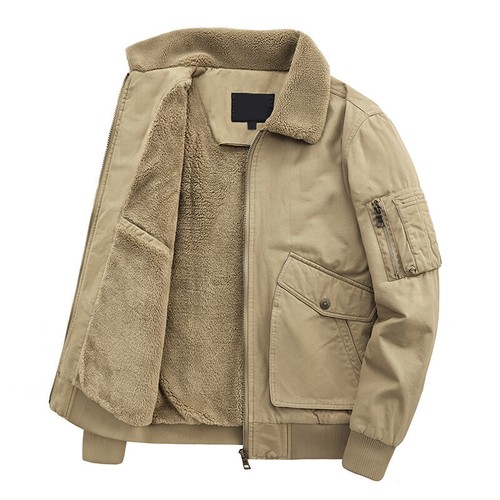 Herren Fleece gefütterte Sherpa Jacke Mantel mehrere Taschen Reißverschluss Thermo warm Freizeit - Bild 1 von 9