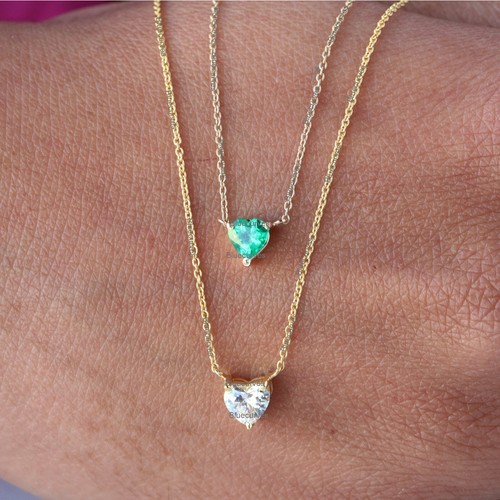 14k Yellow Gold Solitaire 0 48ct Natural Diamond Heart Shape Pendant Necklace16 Ebay