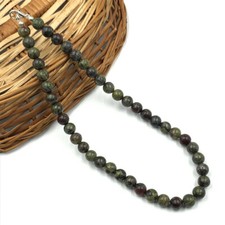 Natural Dragon Blood Stone 8mm Round Shape Beaded Gemstone Handmade Necklace