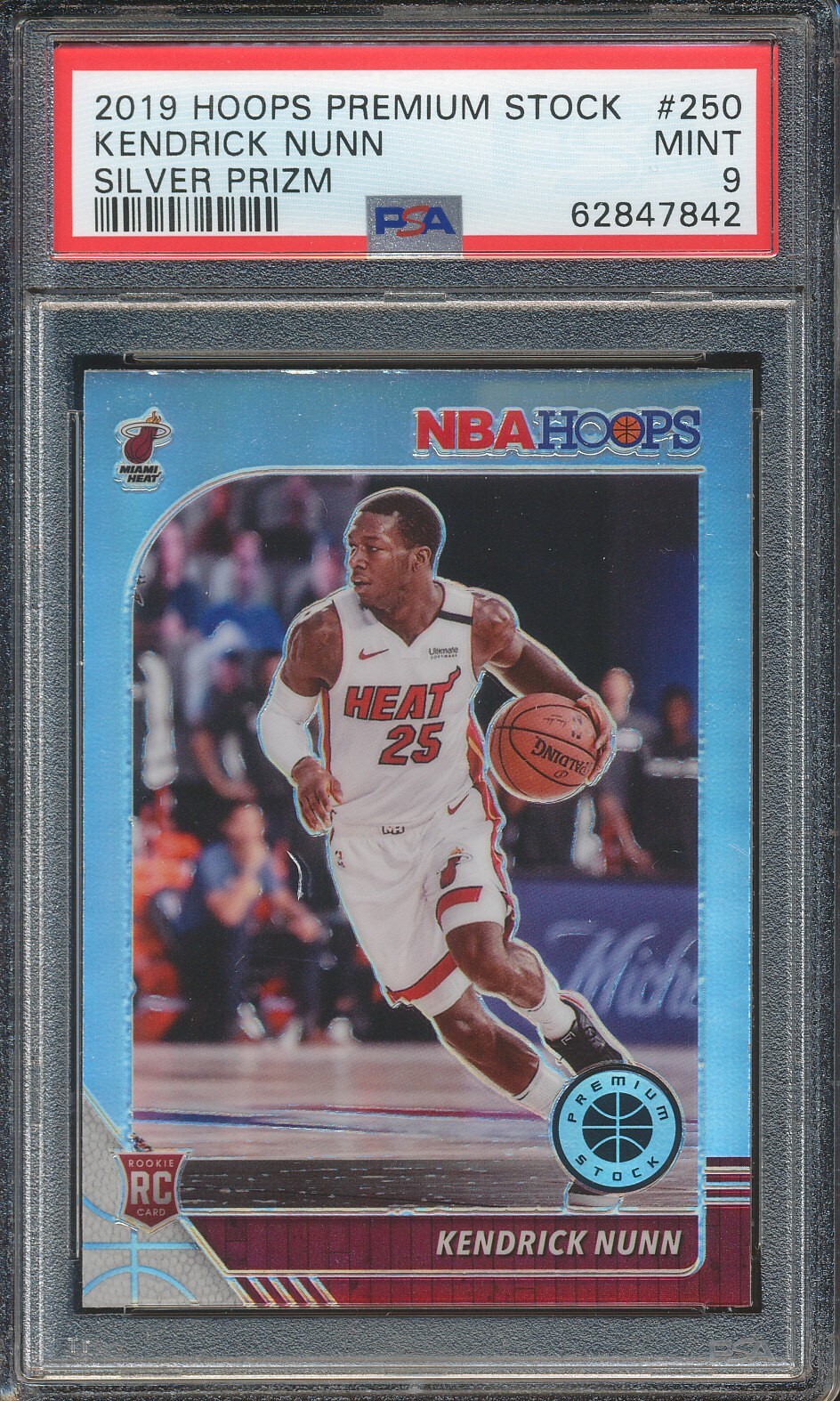 PSA 9 2019-20 Hoops Premium Stock KENDRICK NUNN Silver Prizm #250 Heat