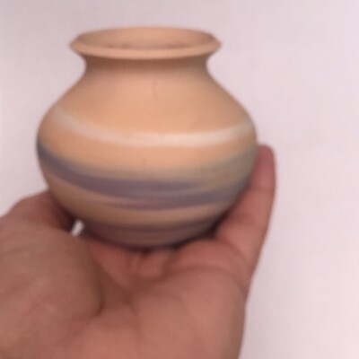 Vintage Vase weiche Farben gestreift Studiokeramik unbekannte Marke