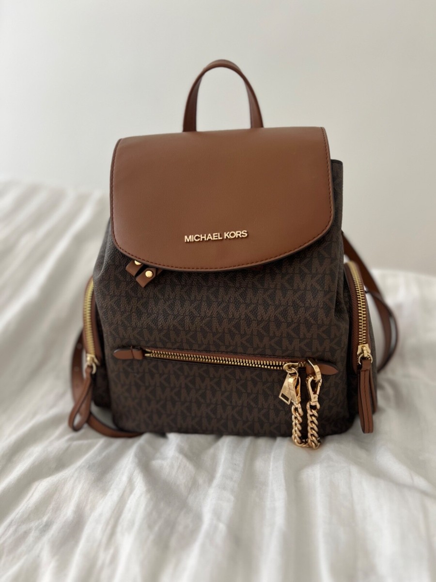 Michael Kors Jet Set Large Chain Flap Book Backpack - Brown