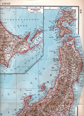 Japan 1930 orig. Atlas-Karte Tokyo Hokkaido Taiwan Osaka Sapporo Taipeh Toyama - Bild 1 von 4