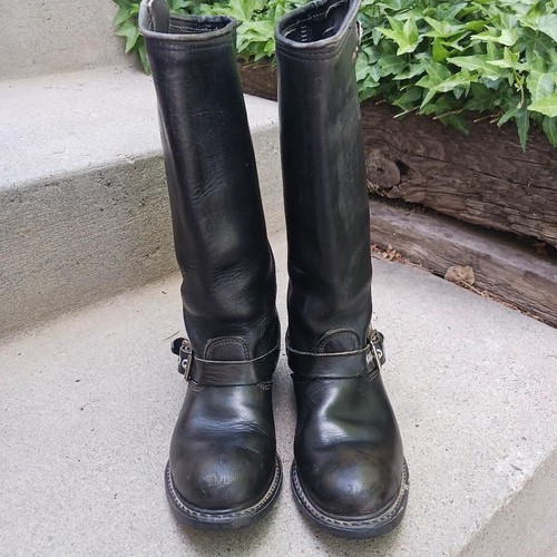 Vintage Black Leather Harness Biker Work Boots Women's Size 7 - Picture 3 of 10
