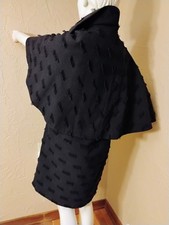 RARE VTG 1950's "Lilli Ann-San Francisco" Navy Eyelash Textured Wool Cape Coat
