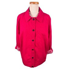 Chico's Camisa Chaqueta Mujer XL Rosa Forrada Botón Frontal Pestaña Enrollable Manga Informal