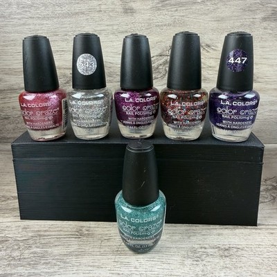 LA Colors Color Craze Nail Polish 6 Piece Pink Glitter Sparkle Dazzle Glistening