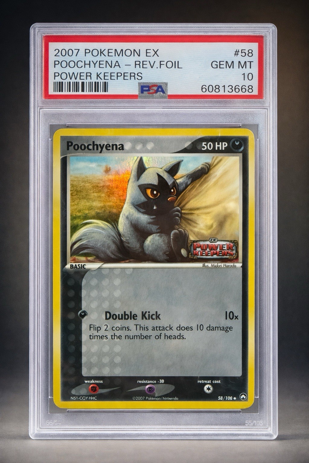 PSA 10 2007 POKEMON EX POWER KEEPERS 58 POOCHYENA REVERSE FOIL • POP 6