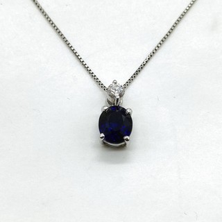 NO TARIFF Jewelry Necklace Sapphire 1.19ct Platinum 5501186