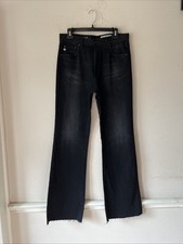 AG Adriano Goldschmied  31 Black Alexxis Boots Wide Leg Jeans High Rise New