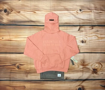 Coral Fear of God Essentials Hoodie Size Large