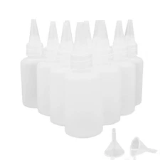 10pcs Clear Plastic Small Squeeze Bottles 60ml/2oz Empty Squirt with Twist top