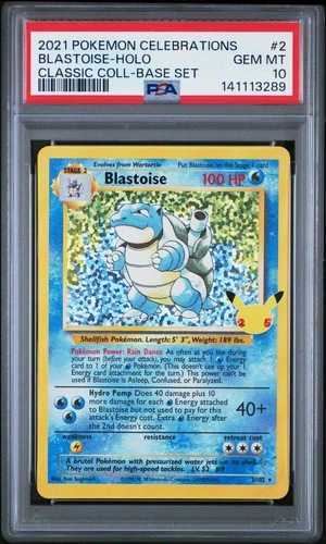 2021 POKEMON CELEBRATIONS CLASSIC COLL #2 BLASTOISE-HOLO PSA 10