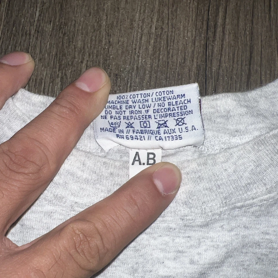 复古美国制造单针 Reebok AOP 儿童 T 恤,尺寸 S,超大 — 第 4/4 张图片