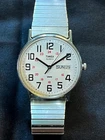 Vintage Timex Easy Reader Day Date Quartz Watch White Dial Mens-New Battery