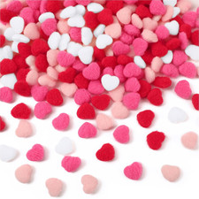 300 Pcs Valentine's Day Heart Pom Poms, Pink Red Pompoms Mini Heart Shape Flu...