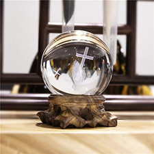 HDCRYSTALGIFTS 3D Cross Crystal Ball Paperweight Full Sphere Glass Fengshui with