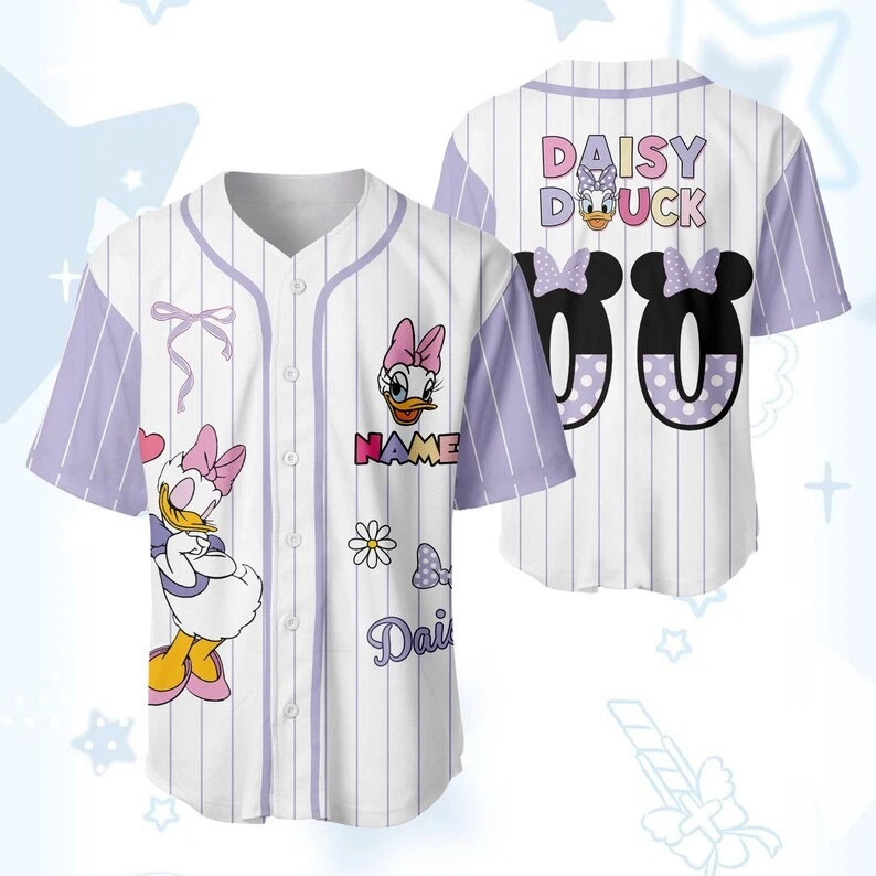 Personalized Daisy Duck Coquette Bow Valentine's Day Baseball Jersey