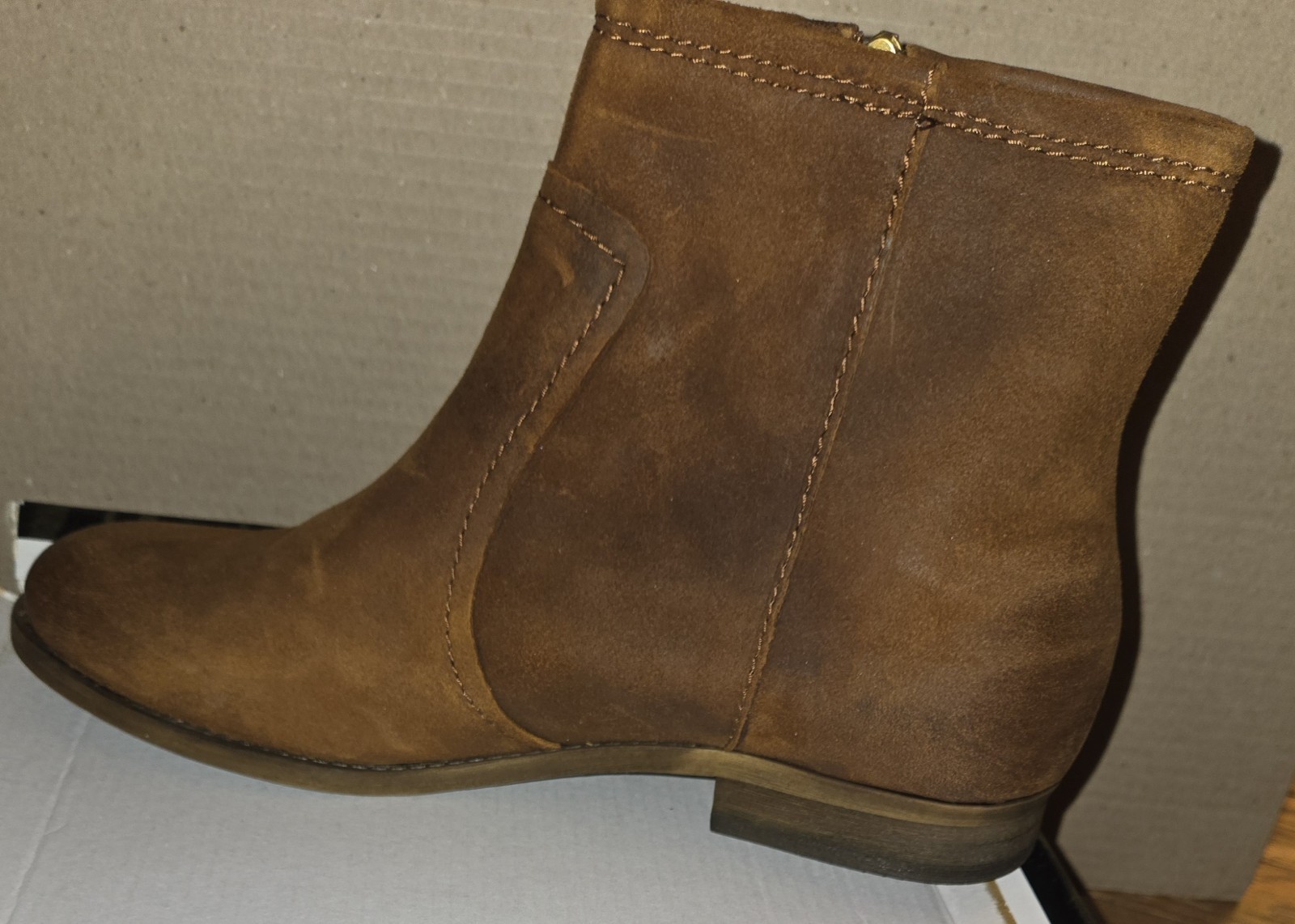 BNIB Women's Franco Sarto Kelvin Tan Whiskey Leather Ankle Boot Sz 10 M image 4