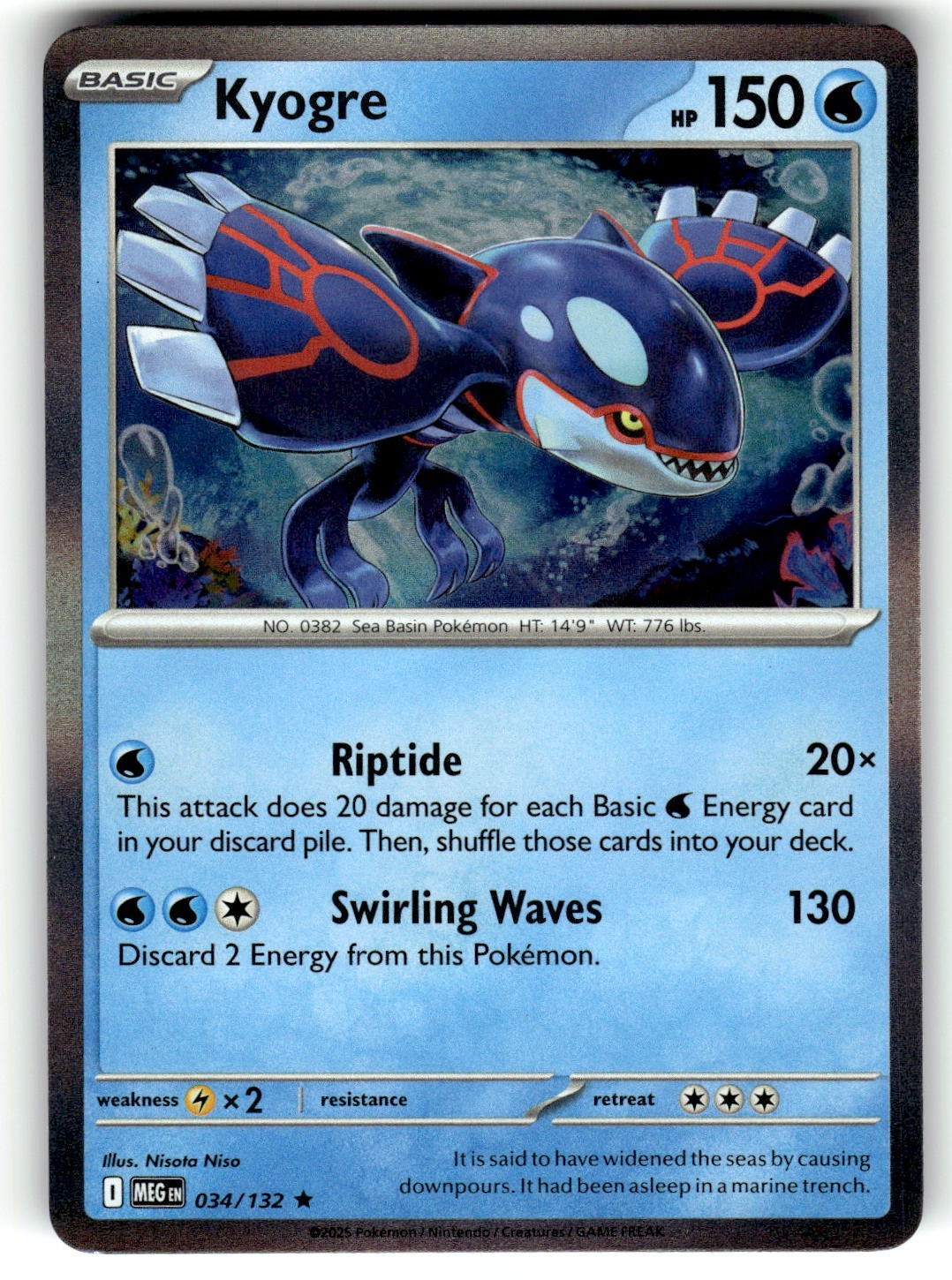 Pokemon 2025 ME01: Mega Evolution Kyogre 34/132 Holo