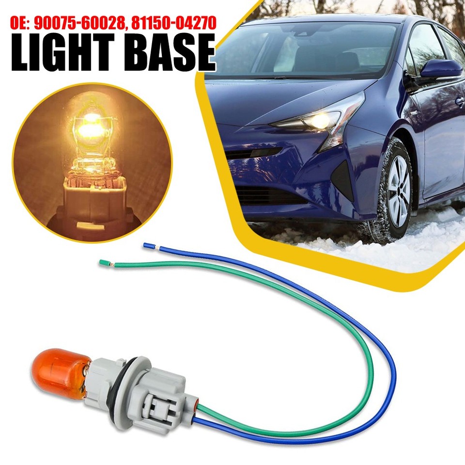 Turn Signal Corner Light Socket With Pigtail For Toyota Tacoma, Prius - Halogen, Amber Lens