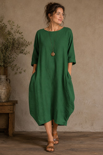 Floreo Emerald Green Lagenlook Cocoon Dress | Size S