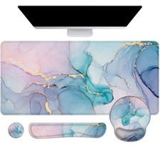 Mouse Pad with Wrist Rest Large Ergonomic Gaming Desk Pad 4in1 Keyboard Mat