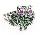 Owl Amethyst 925 Solid Sterling Silver Vintage Ring Sz 7 XA1-4 — photo 2