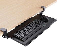 HUANUO Under Desk Keyboard Tray Pull Out w/ C Clamp Mouse Drawer Black
