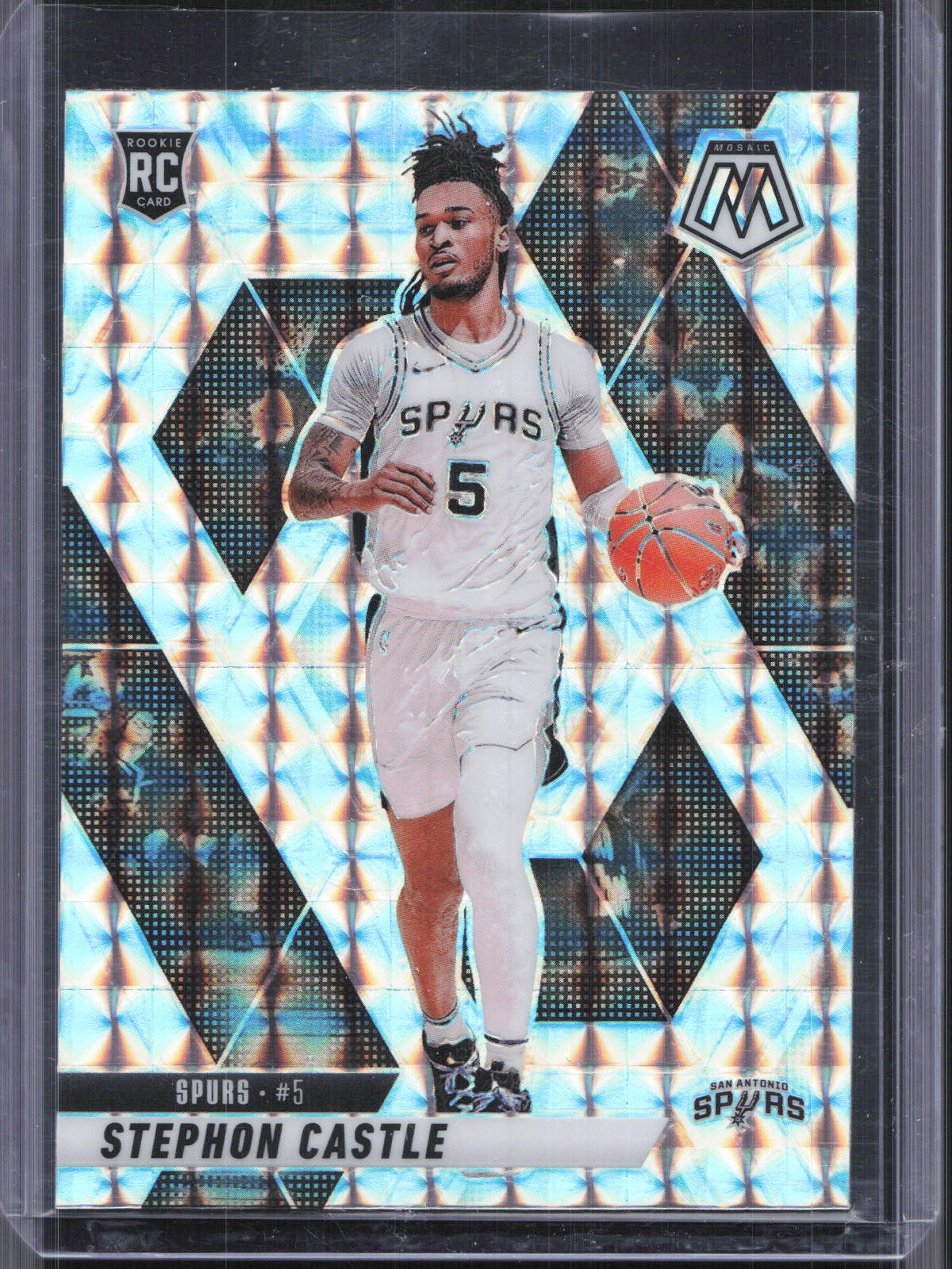 2024-25 Panini Mosaic #236 Stephon Castle Silver Mosaic RC