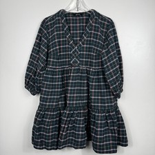 Madewell Colette Multicolor Plaid Flannel Cotton Swing Tiered Mini Dress Size 4