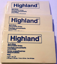 Highland Self-Stick Removable Notes X3 #6559 100 Sheets - 2 7/8 in. x 4 7/8 in.
