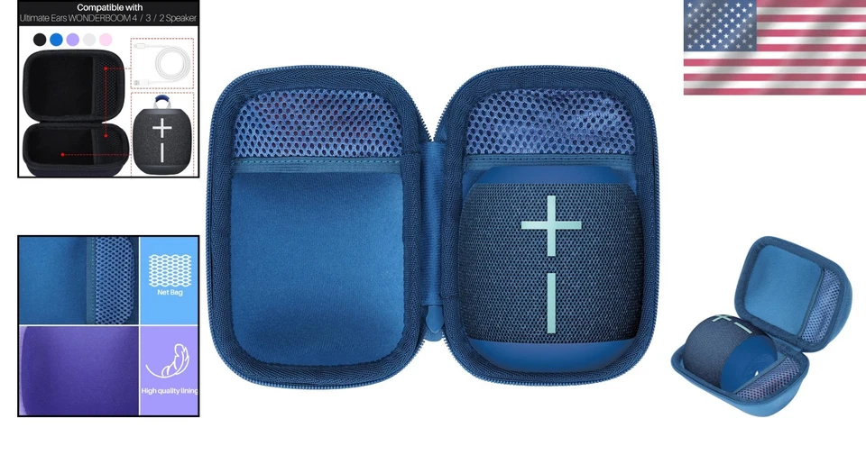 Elegante Estuche Rígido Azul para Altavoz Impermeable Ultimate Ears UE WONDERBOOM 4 3 2 Foto 2 de 4