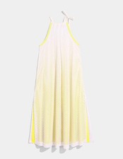 NEW GSTQ Womens Mesh Maxi Dress White/Neon Size Small S NWT FREE Shipping