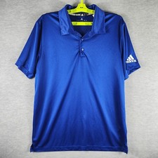 Adidas Polo Shirt Mens Large Blue Climalite Golf Athletic Performance Top