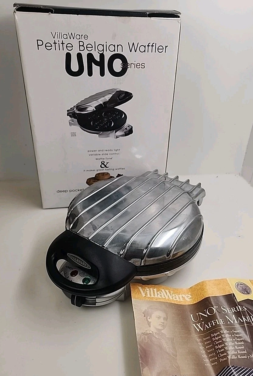 VillaWare UNO Petite Belgian Waffler Triple Waffle Iron Model 2005 w/ Box