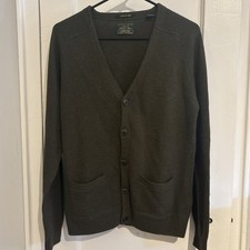 Scotch  Soda Men's Sweater Cardigan Olive Green Size Medium 80 Lambswool