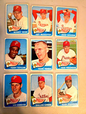 Lot of 9 1965 Topps PHILADELPHIA PHILLIES. vintage  ALEX JOHNSON, TONY TAYLOR